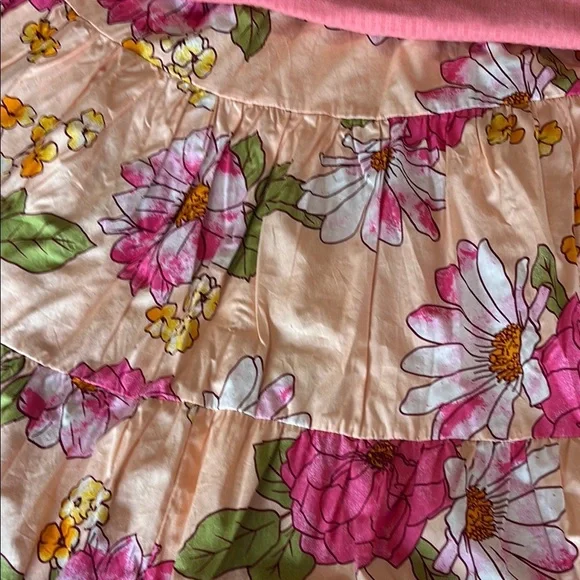 LuLaRoe Pink and Floral Midi Skirt - Picture 2 of 5